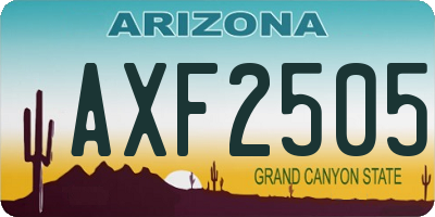 AZ license plate AXF2505