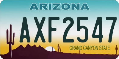AZ license plate AXF2547