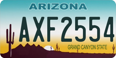 AZ license plate AXF2554