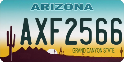 AZ license plate AXF2566