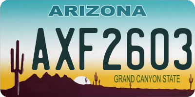 AZ license plate AXF2603