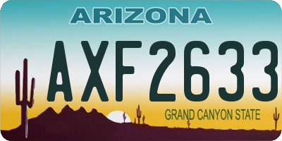 AZ license plate AXF2633