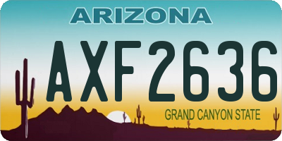 AZ license plate AXF2636