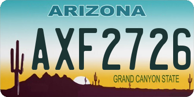 AZ license plate AXF2726