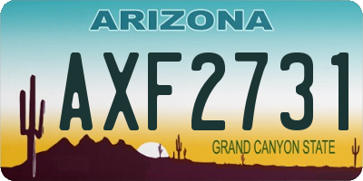 AZ license plate AXF2731