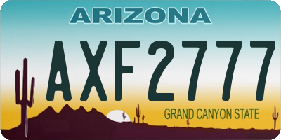 AZ license plate AXF2777