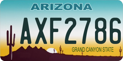 AZ license plate AXF2786
