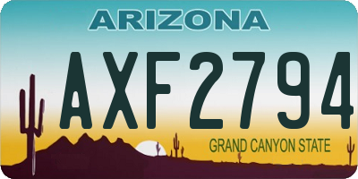 AZ license plate AXF2794