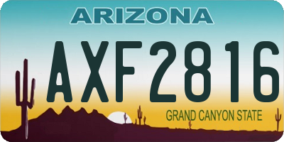 AZ license plate AXF2816