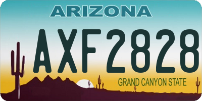 AZ license plate AXF2828