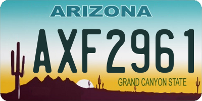 AZ license plate AXF2961