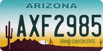 AZ license plate AXF2985