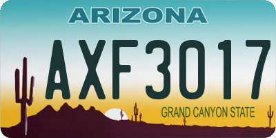 AZ license plate AXF3017