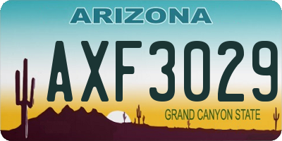 AZ license plate AXF3029