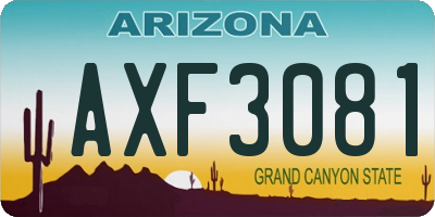 AZ license plate AXF3081