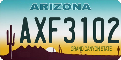 AZ license plate AXF3102