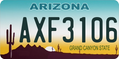 AZ license plate AXF3106