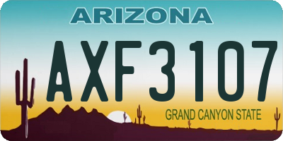 AZ license plate AXF3107