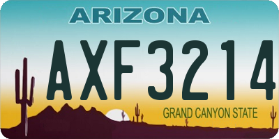 AZ license plate AXF3214