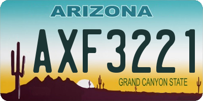 AZ license plate AXF3221