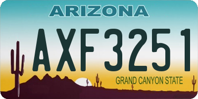 AZ license plate AXF3251