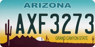 AZ license plate AXF3273