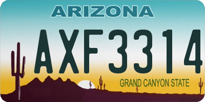 AZ license plate AXF3314