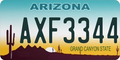 AZ license plate AXF3344