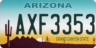 AZ license plate AXF3353
