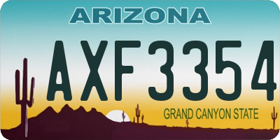 AZ license plate AXF3354