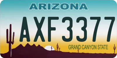 AZ license plate AXF3377