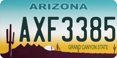 AZ license plate AXF3385