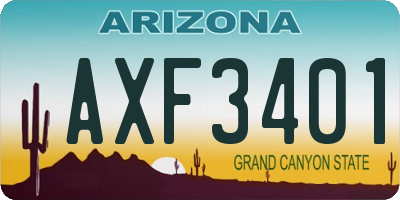 AZ license plate AXF3401