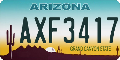 AZ license plate AXF3417