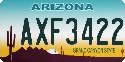 AZ license plate AXF3422