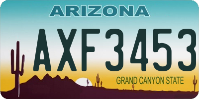 AZ license plate AXF3453