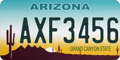 AZ license plate AXF3456
