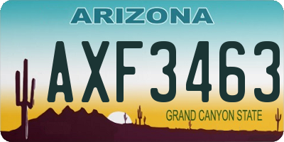 AZ license plate AXF3463