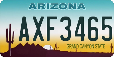 AZ license plate AXF3465