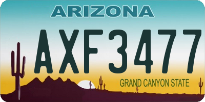 AZ license plate AXF3477