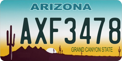 AZ license plate AXF3478