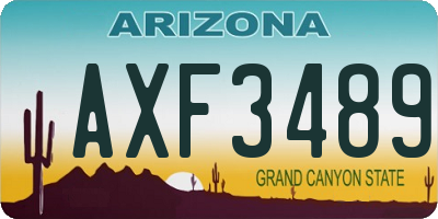 AZ license plate AXF3489