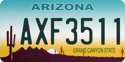AZ license plate AXF3511
