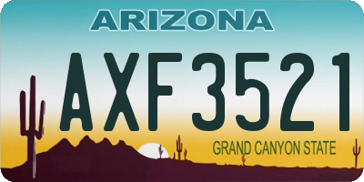 AZ license plate AXF3521