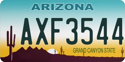 AZ license plate AXF3544