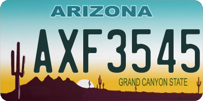 AZ license plate AXF3545