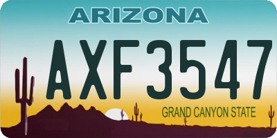AZ license plate AXF3547