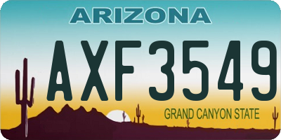 AZ license plate AXF3549