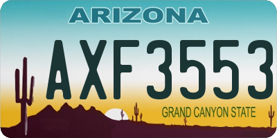 AZ license plate AXF3553