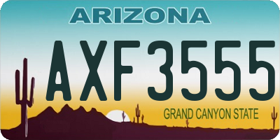 AZ license plate AXF3555